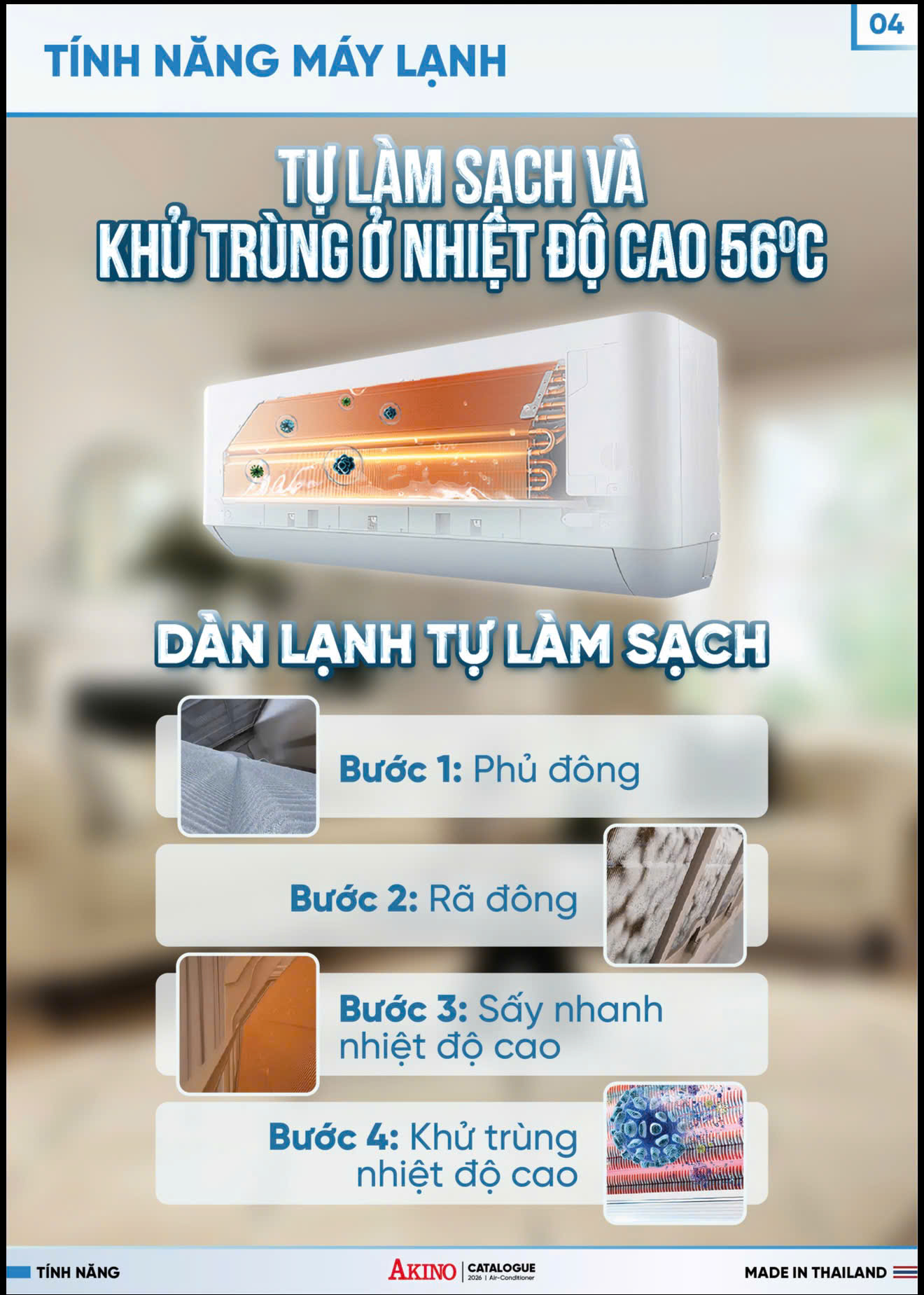 Tự làm sạch dàn lạnh treo tường Akino aerco