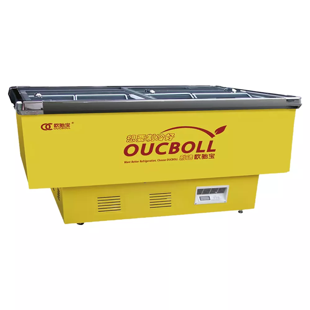 Tủ đảo đáy phẳng cửa kính phẳng màu vàng SD/SC-550