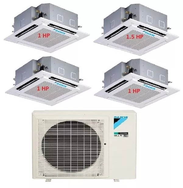 Máy Lạnh Multi Daikin Inverter 1 Dàn Nóng 4 HP + 4 Dàn Lạnh Âm Trần 1 HP - 1.5 HP