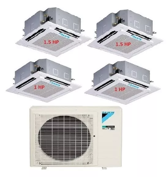 Máy Lạnh Multi Daikin Inverter 1 Dàn Nóng 4 HP + 4 Dàn Lạnh Âm Trần 1 HP – 1.5 HP