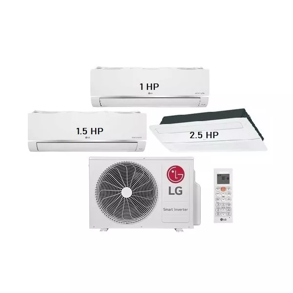 Máy Lạnh Multi LG 1 Dàn Nóng 5Hp + 2 DLTT-1Hp-1.5Hp + 1 DLAT1HT-2.5Hp