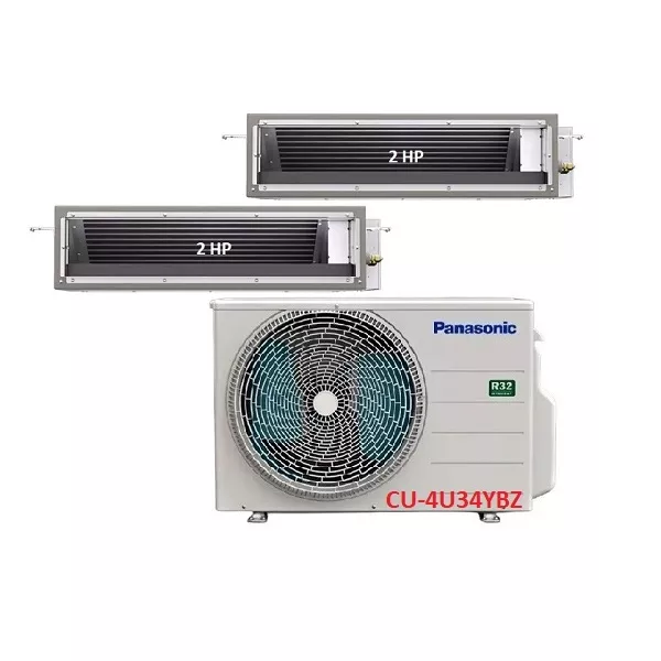 Máy Lạnh Multi Panasonic Inverter 1 Dàn Nóng 4 Hp + 2 Dàn Lạnh Nối Ống Gió 2 Hp