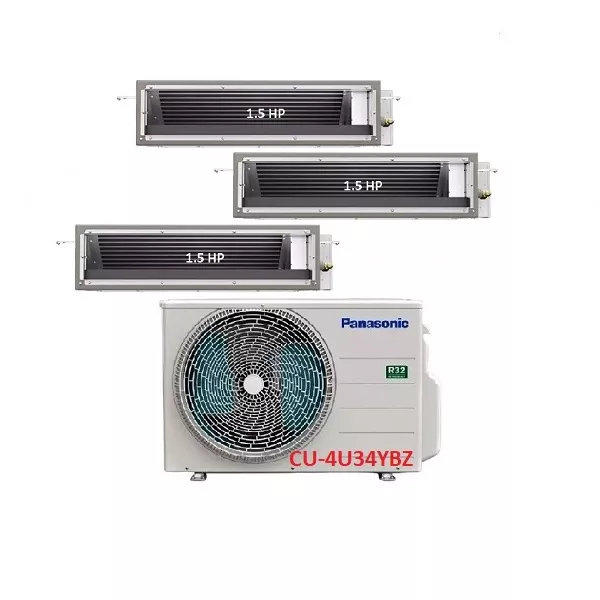 Máy Lạnh Multi Panasonic Inverter 1 Dàn Nóng 4 Hp + 3 Dàn Lạnh Nối Ống Gió 1.5 Hp