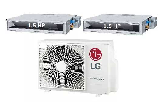 Máy Lạnh Multi LG 1 Dàn Nóng 2.5 Hp + 2 Dàn Lạnh Âm Trần Nối Ống Gió 1.5 Hp