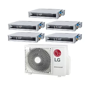 Máy Lạnh Multi LG 1 Dàn Nóng 5 Hp + 5 Dàn Lạnh Âm Trần Nối Ống Gió 1 Hp - 1.5 Hp