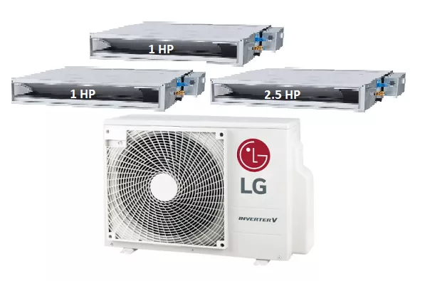 Máy Lạnh Multi LG 1 Dàn Nóng 3.5 Hp + 3 Dàn Lạnh Âm Trần Nối Ống Gió 1 Hp - 2.5 Hp