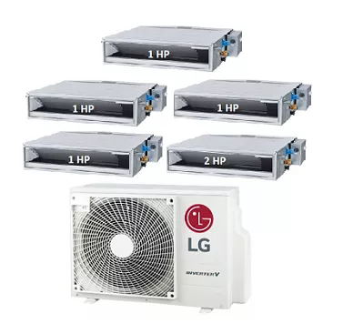 75.Máy Lạnh Multi LG 1 Dàn Nóng 5 Hp + 5 Dàn Lạnh Âm Trần Nối Ống Gió 1 Hp - 2 Hp