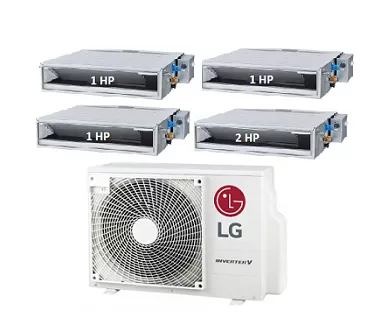 Máy Lạnh Multi LG 1 Dàn Nóng 4 Hp + 4 Dàn Lạnh Âm Trần Nối Ống Gió 1 Hp - 2 Hp